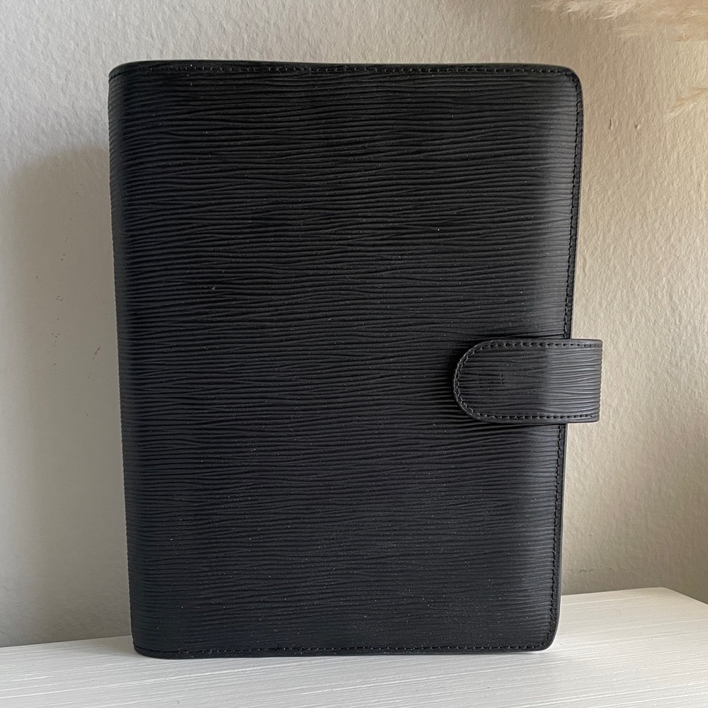 Cloth & Paper Contoured Black Leather Agenda Cover | A5 6-Ring